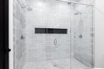 Open-concept Shower with Natural Stone